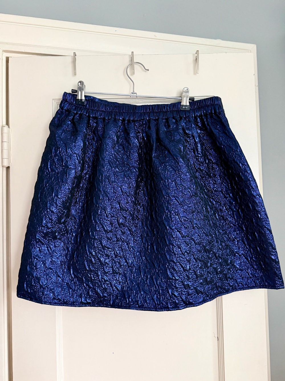 Anthropologie Maeve Navy Metallic Brocade Full Mini Skirt Size 8 - Picture 8 of 8